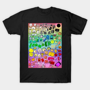 BFDI Inanimate Insanity All Characters (Rainbow) T-Shirt